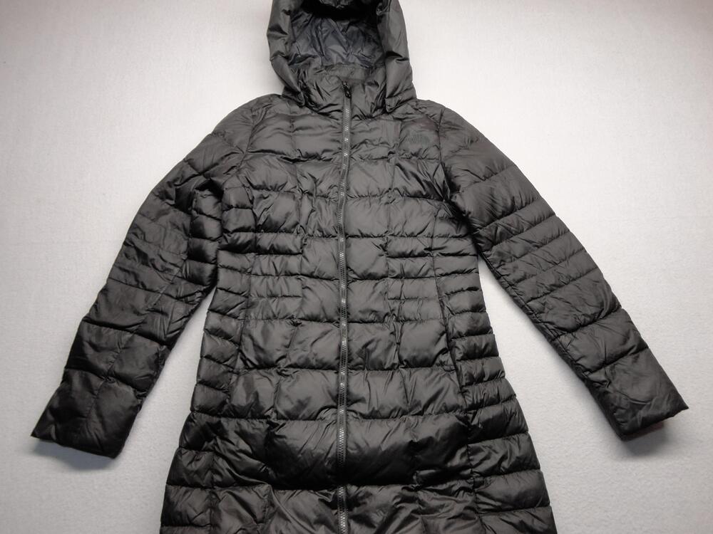 The North Face Coat Womens Small Black 550 Down Hooded Quilted Long Parka Puffer